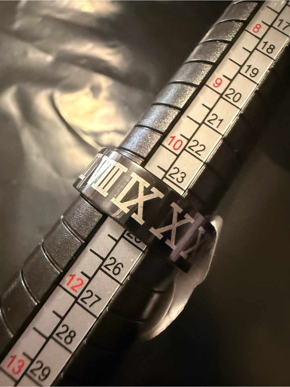 Black Roman Numeral Stainless Steel Ring - Men